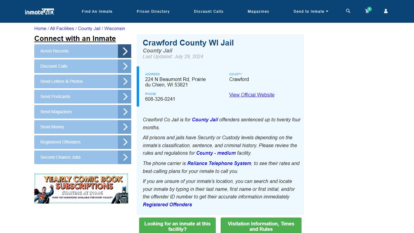 Crawford County WI Jail - Inmate Locator